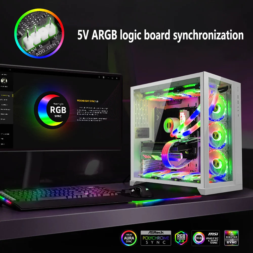 Flexible 5V ARGB LED Neon Tube Light Strip Cover Sleeve For Gaming PC AIO 120 240 360 CPU Water Liquid Cooler Modding