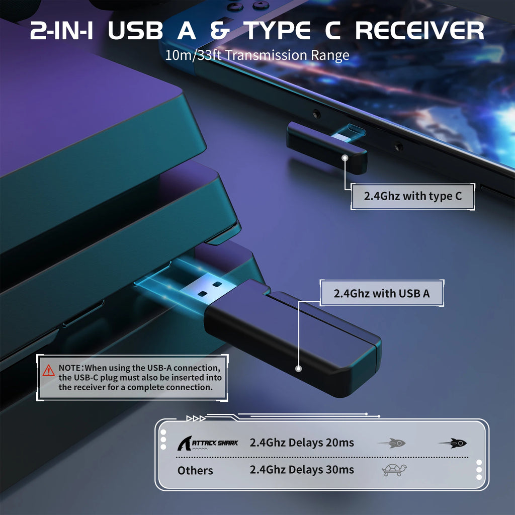 ATTACK SHARK L80 180g Ultra-Light Gaming Headset, Pluggable Microphone, Wired/Bluetooth/2.4G Wireless, 5.1 Channel Stereo Sound